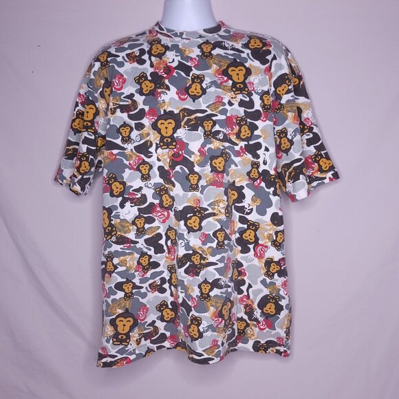 Vintage 90s Urban Ice 2XL Graphic Tee Monkey Print Camo Hip Hop USA - Picture 2 of 6